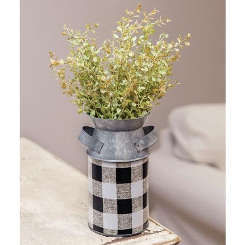 Black & White Buffalo Check Milk Can, Small
