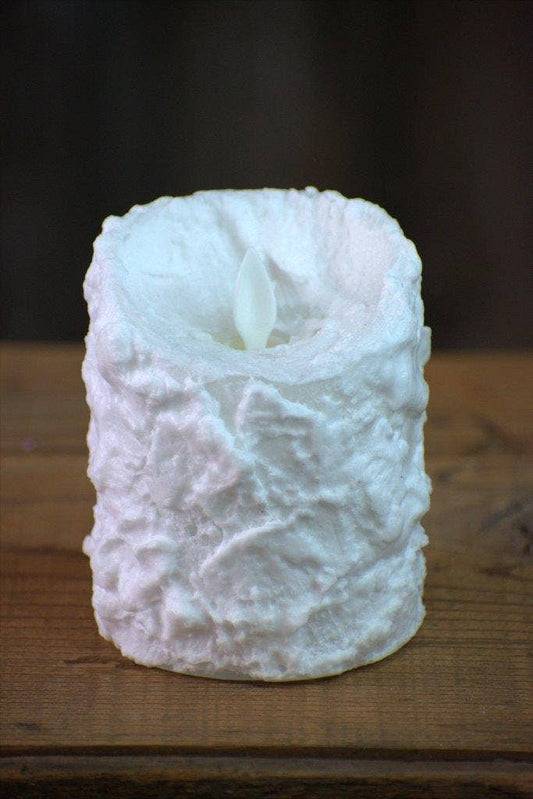 Bumpy White Moving Flame LED Candle 3in by 4in