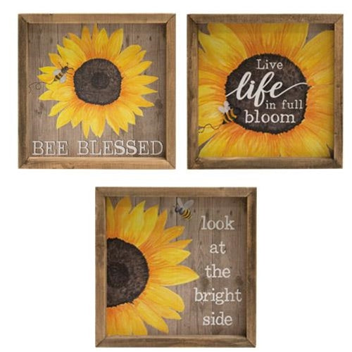 Bee Blessed Sunflower Frame, 3 Asstd.