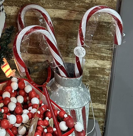 Striped Candy Cane 18" - Red/White-Acrylic