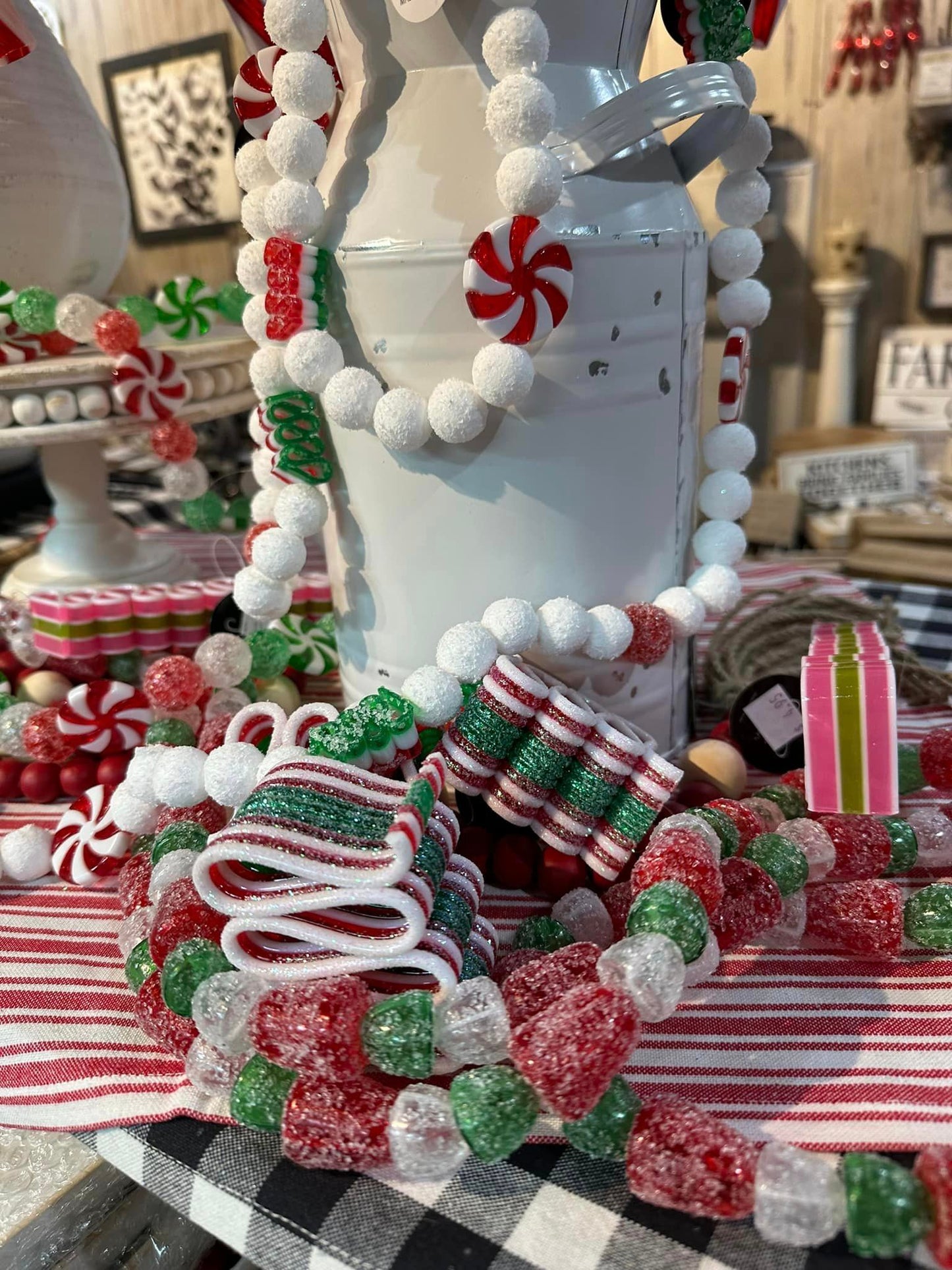 Gum Drop Candy Garland - Red Green White 72"