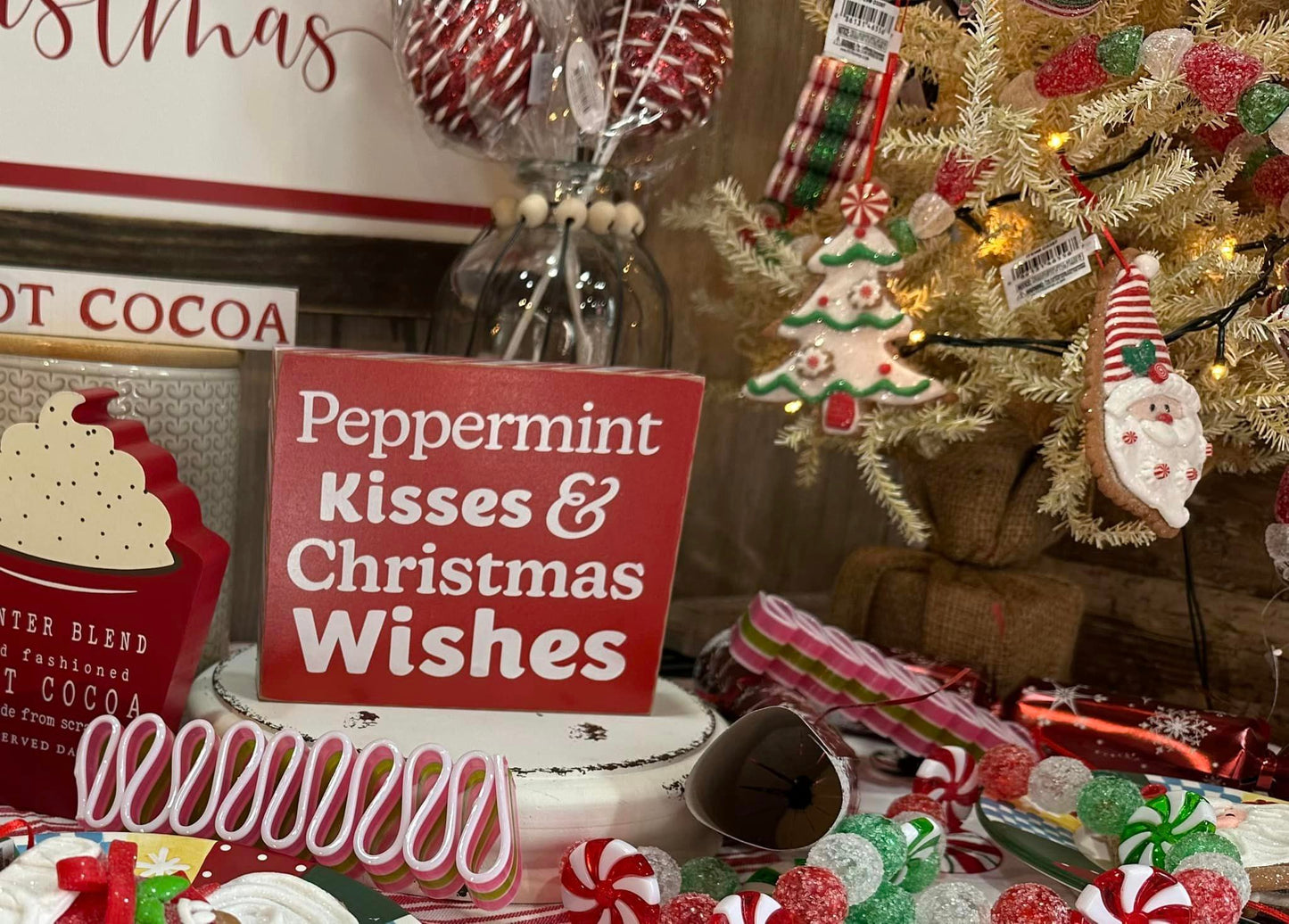 Licorice Ribbon Ornament - Pink Green White 6"