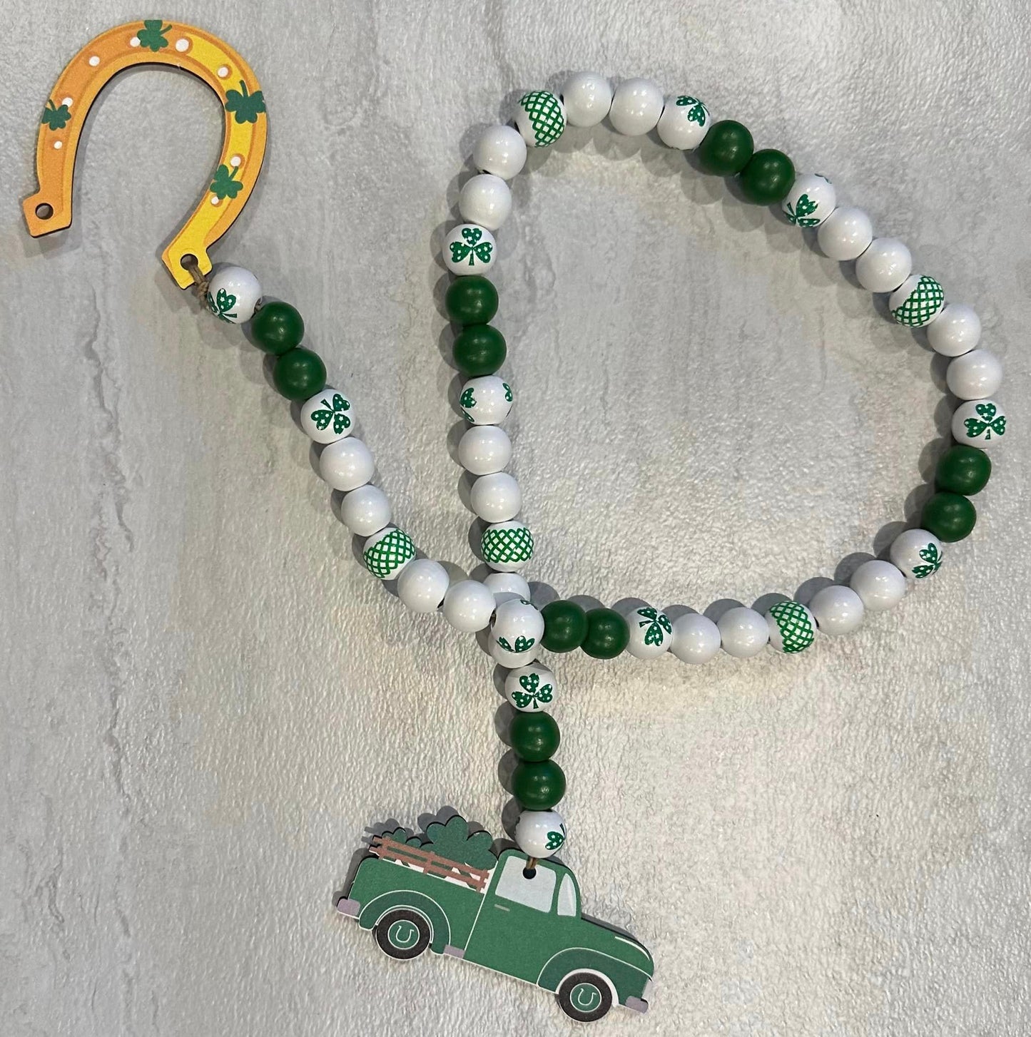 Saint Patrick's Day Wood Bead Garland - Truck - Horseshoe