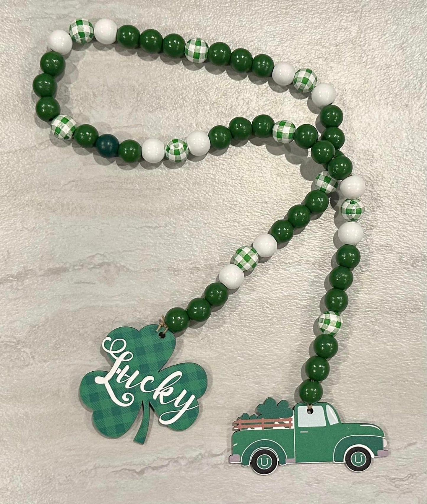 Saint Patrick's Day Wood Bead Garland - Truck - Lucky Shamrock