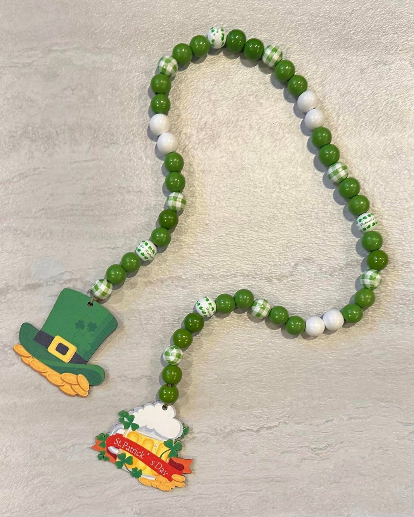 Saint Patrick's Day Wood Bead Garland - Hat - Beer