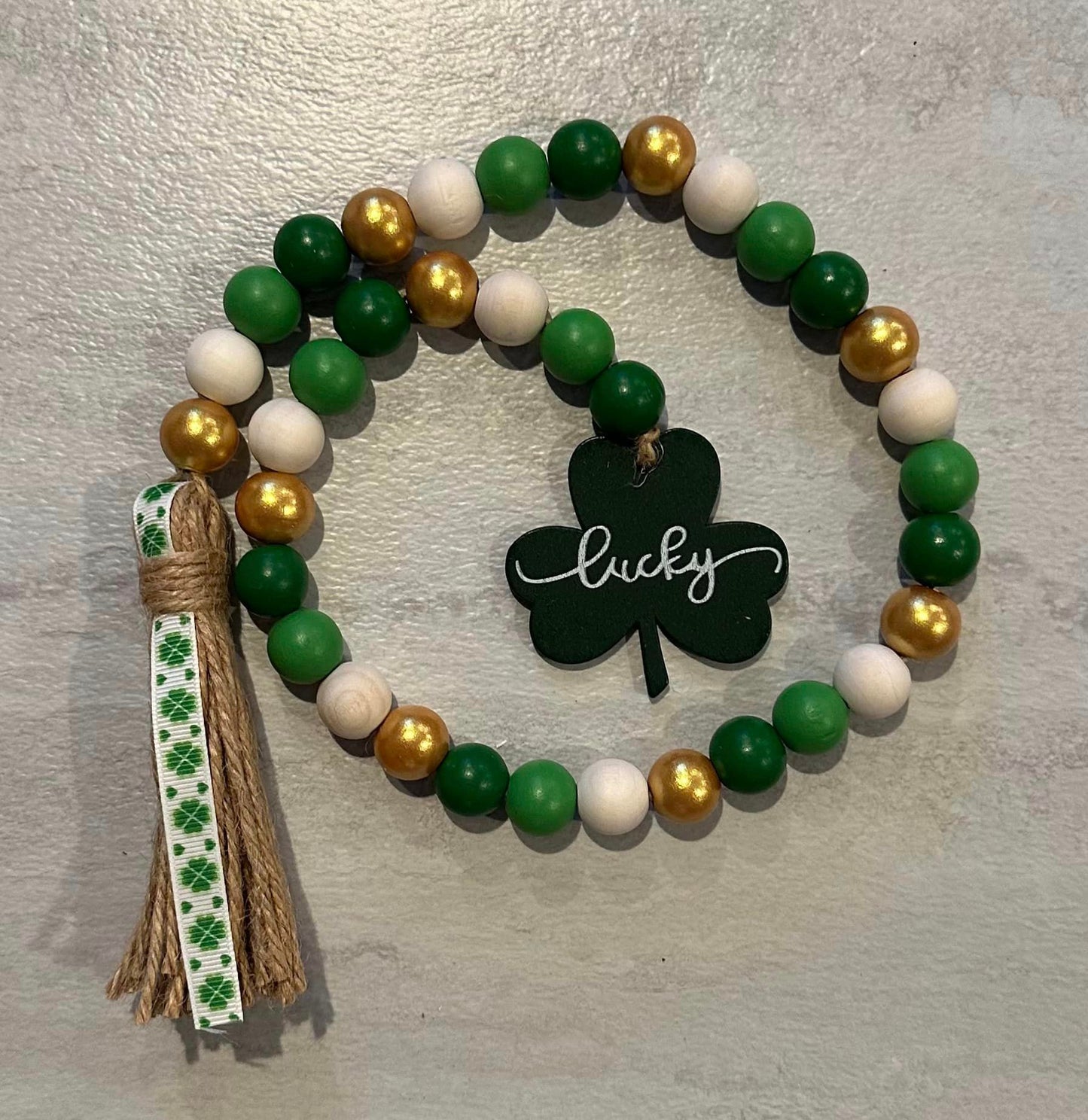 Saint Patrick's Day Wood Bead Garland - Lucky Shamrock