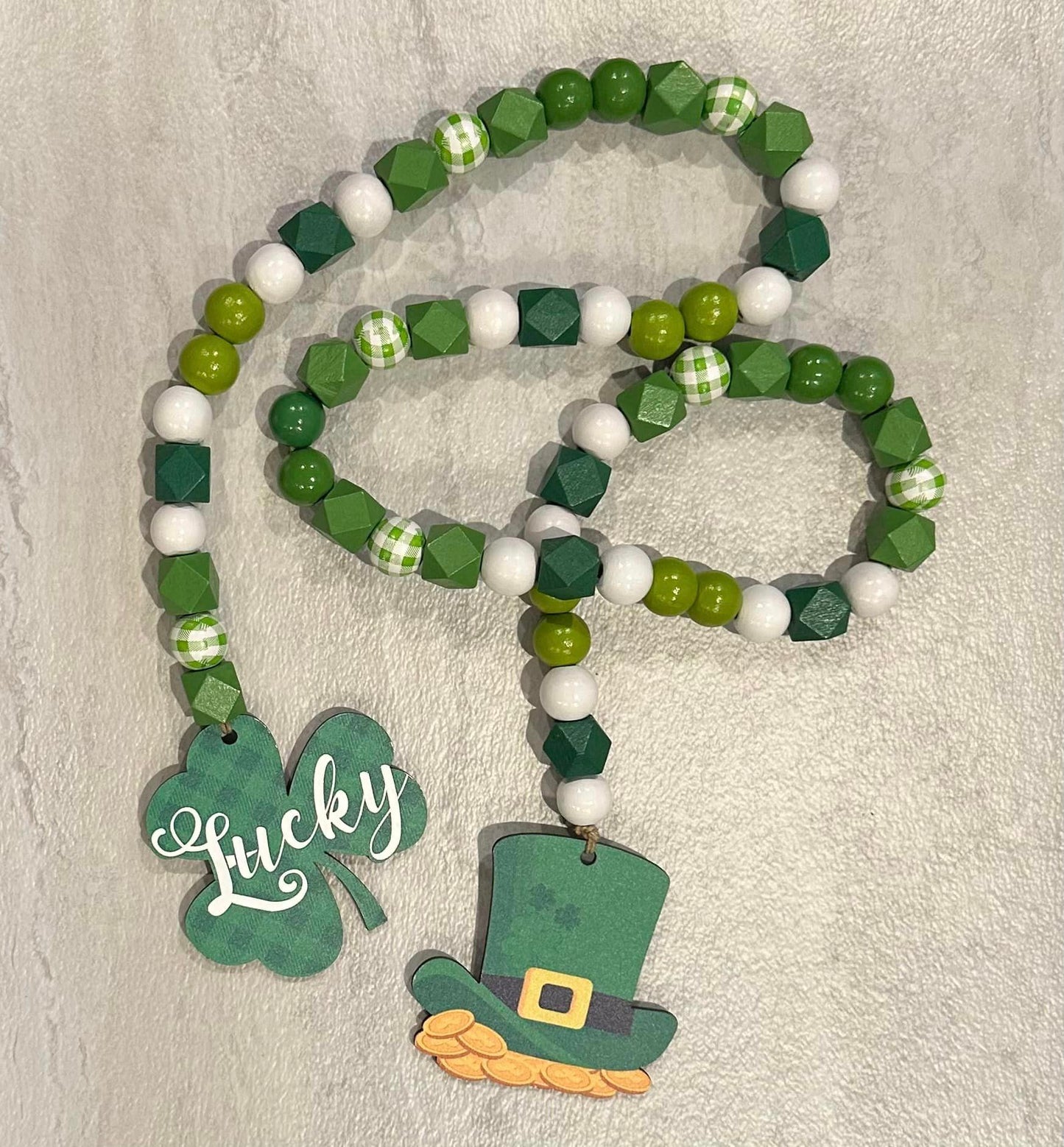 Saint Patrick's Day Wood Bead Garland - Lucky