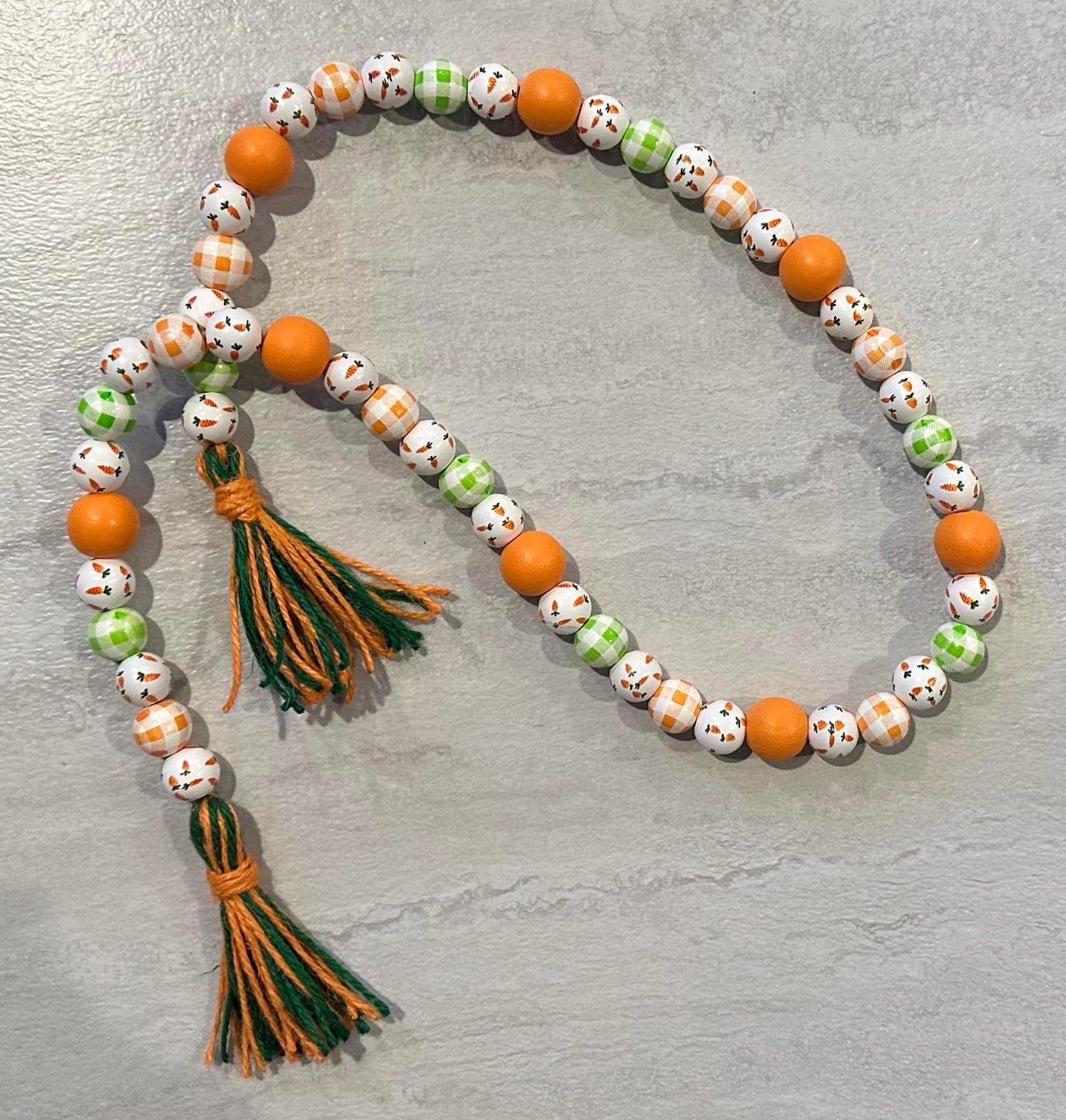 Carrot Wood Bead Garland - 39"