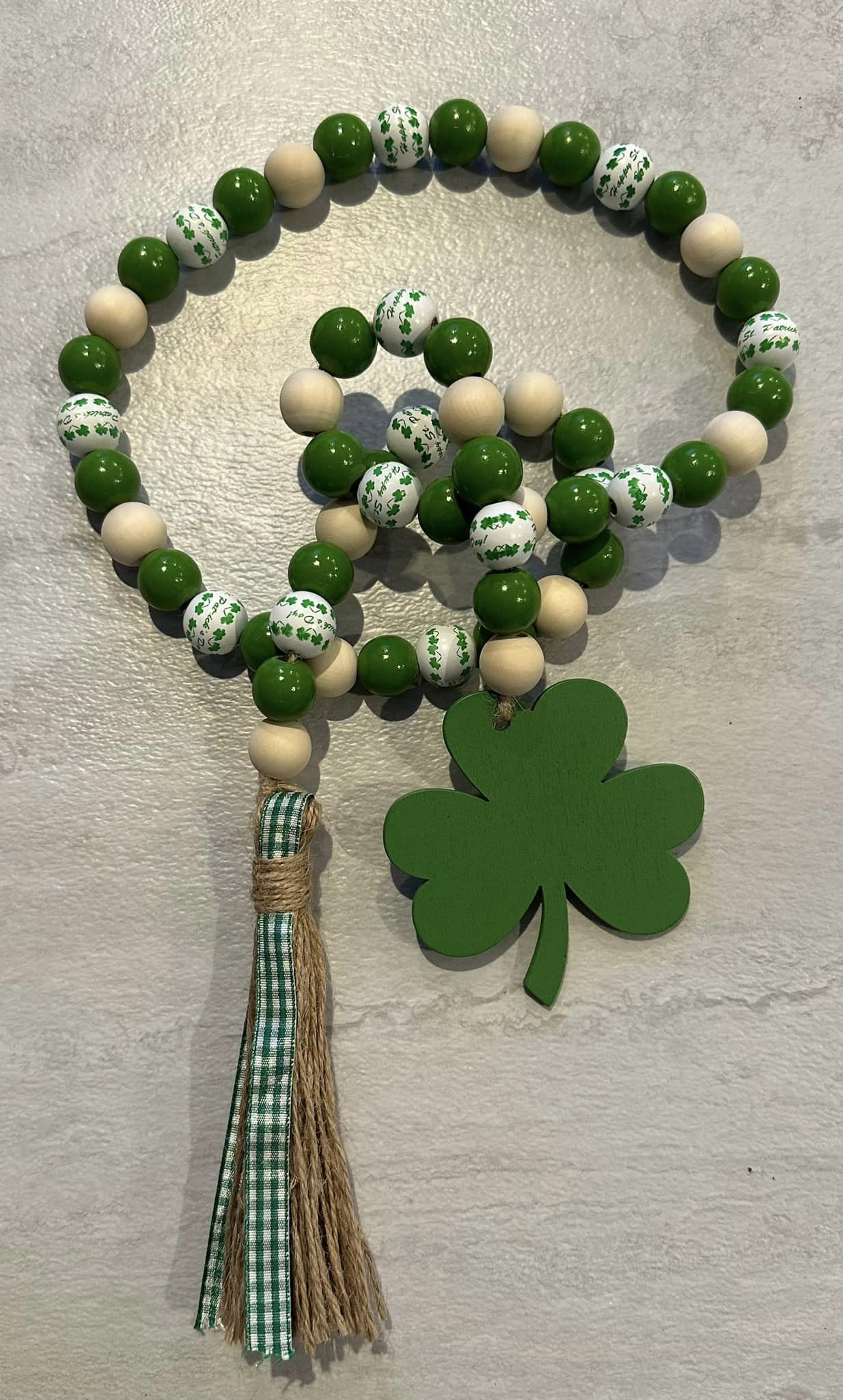 Saint Patrick's Day Wood Bead Garland - Happy St Pat's