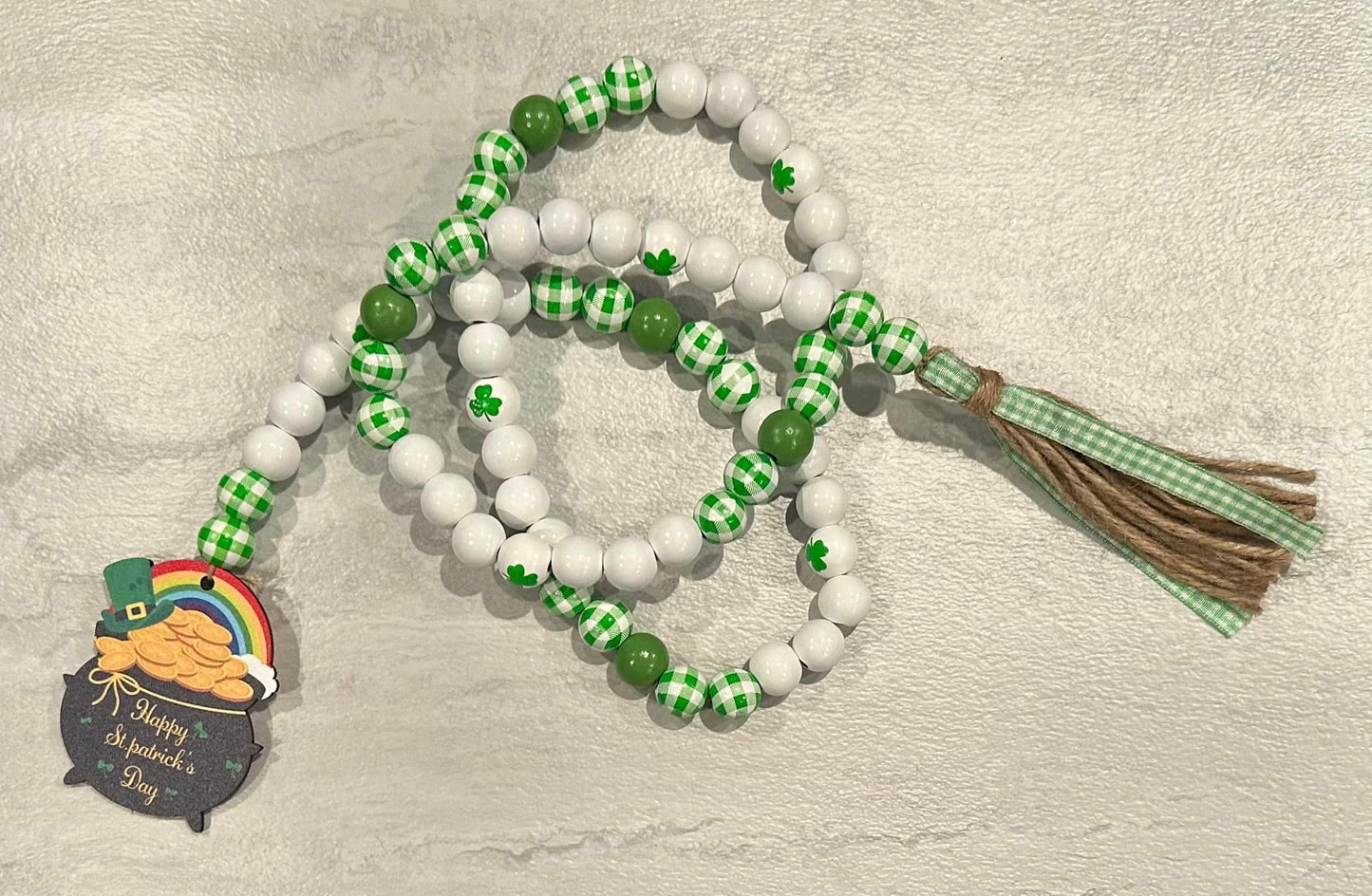Saint Patrick's Day Wood Bead Garland - Pot Of Gold