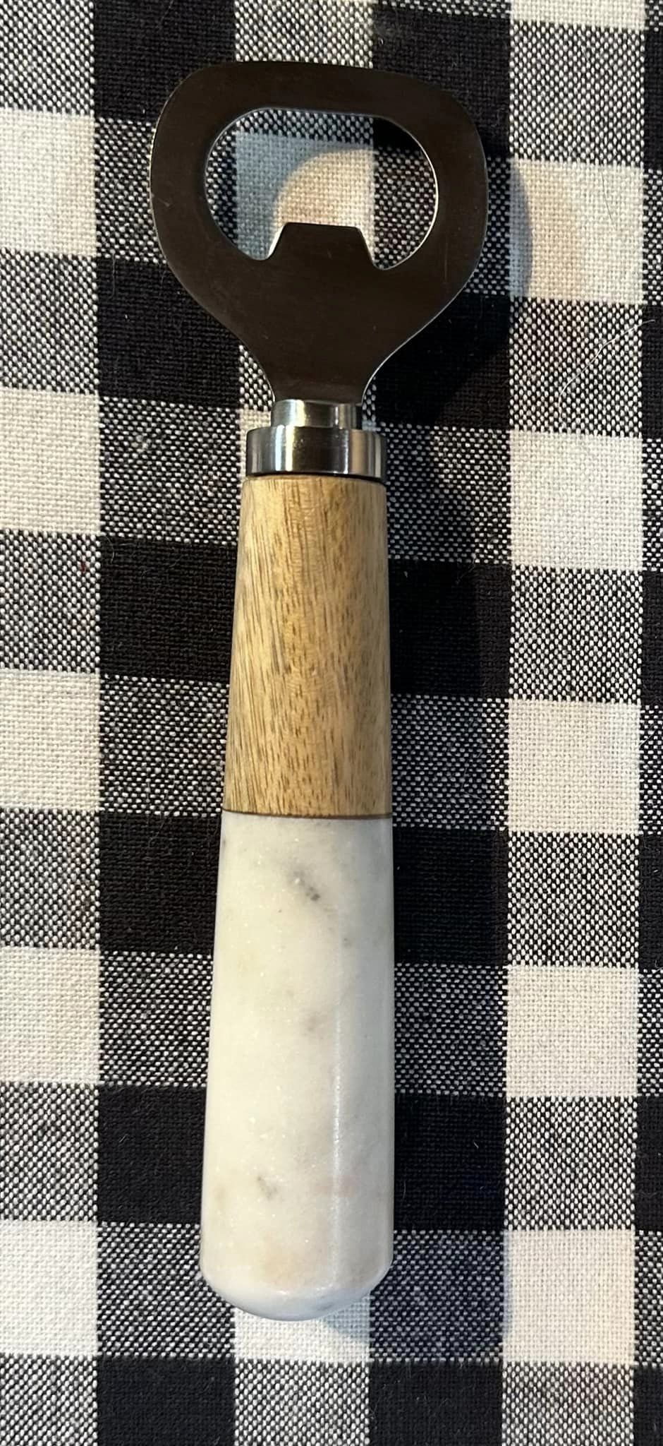 Bottle Opener w?Marble and Wood Handle