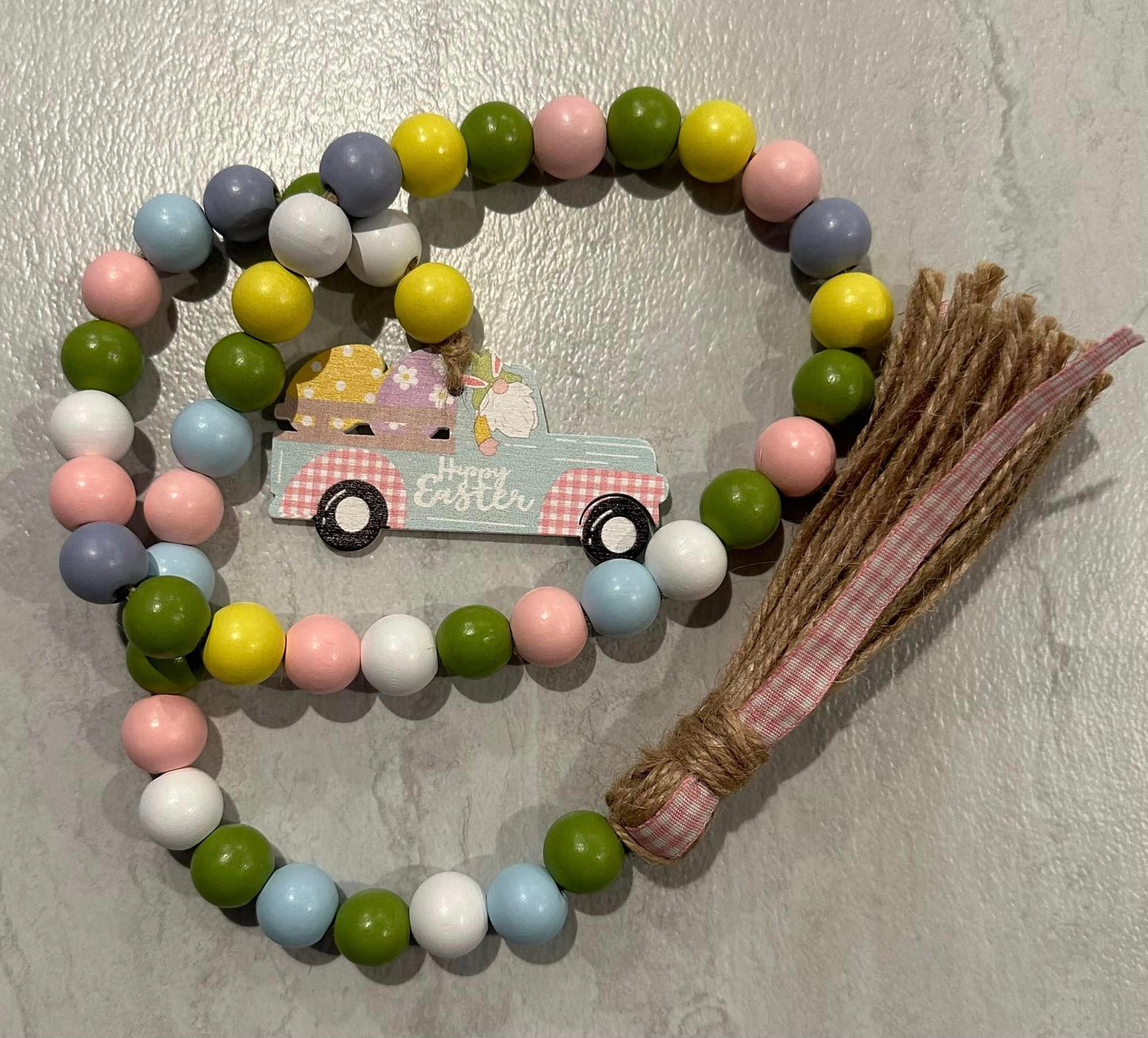Happy Easter Truck Wood Bead Garland - 34"