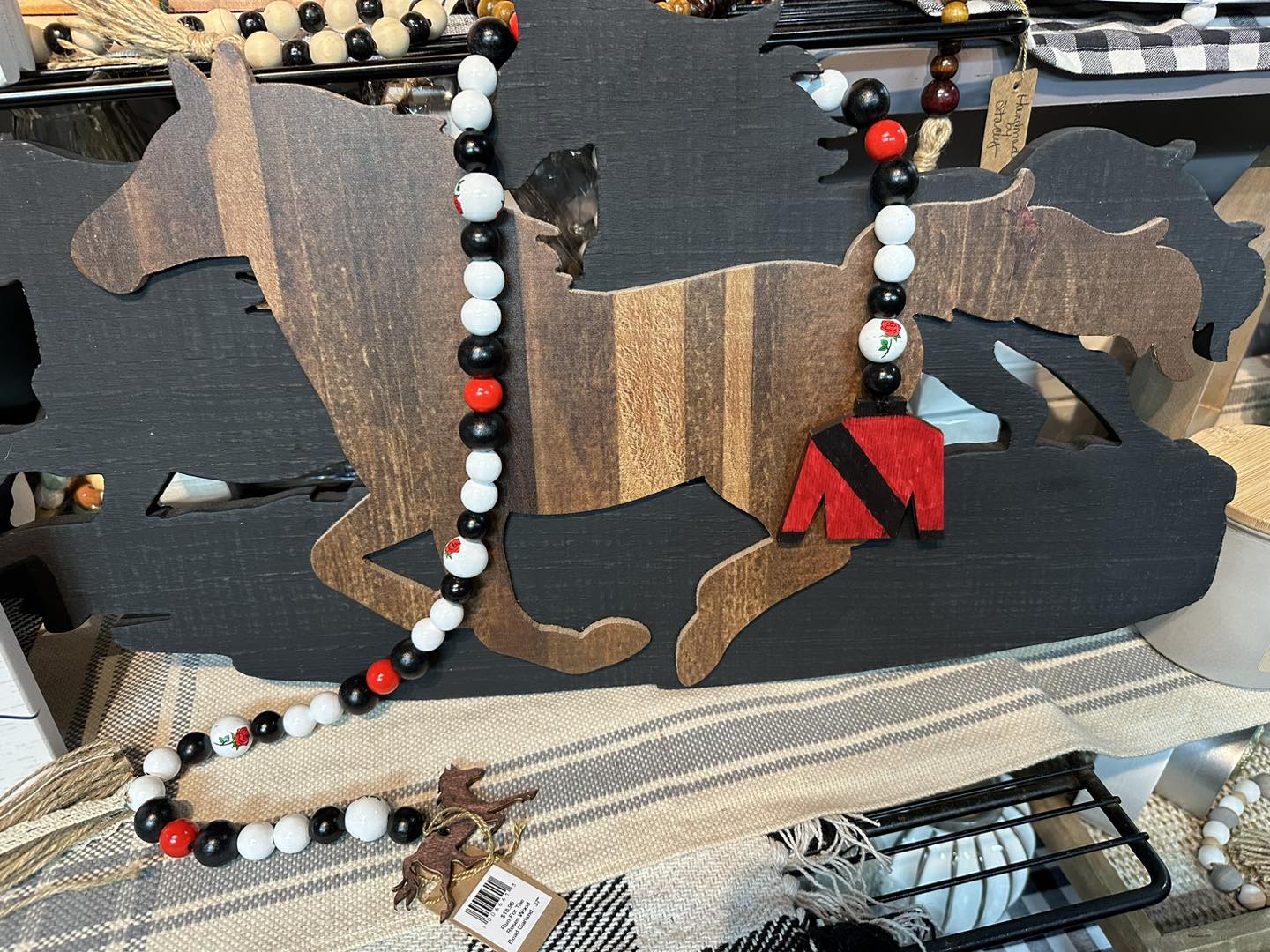 Run For The Roses Wood Bead Garland - 37"