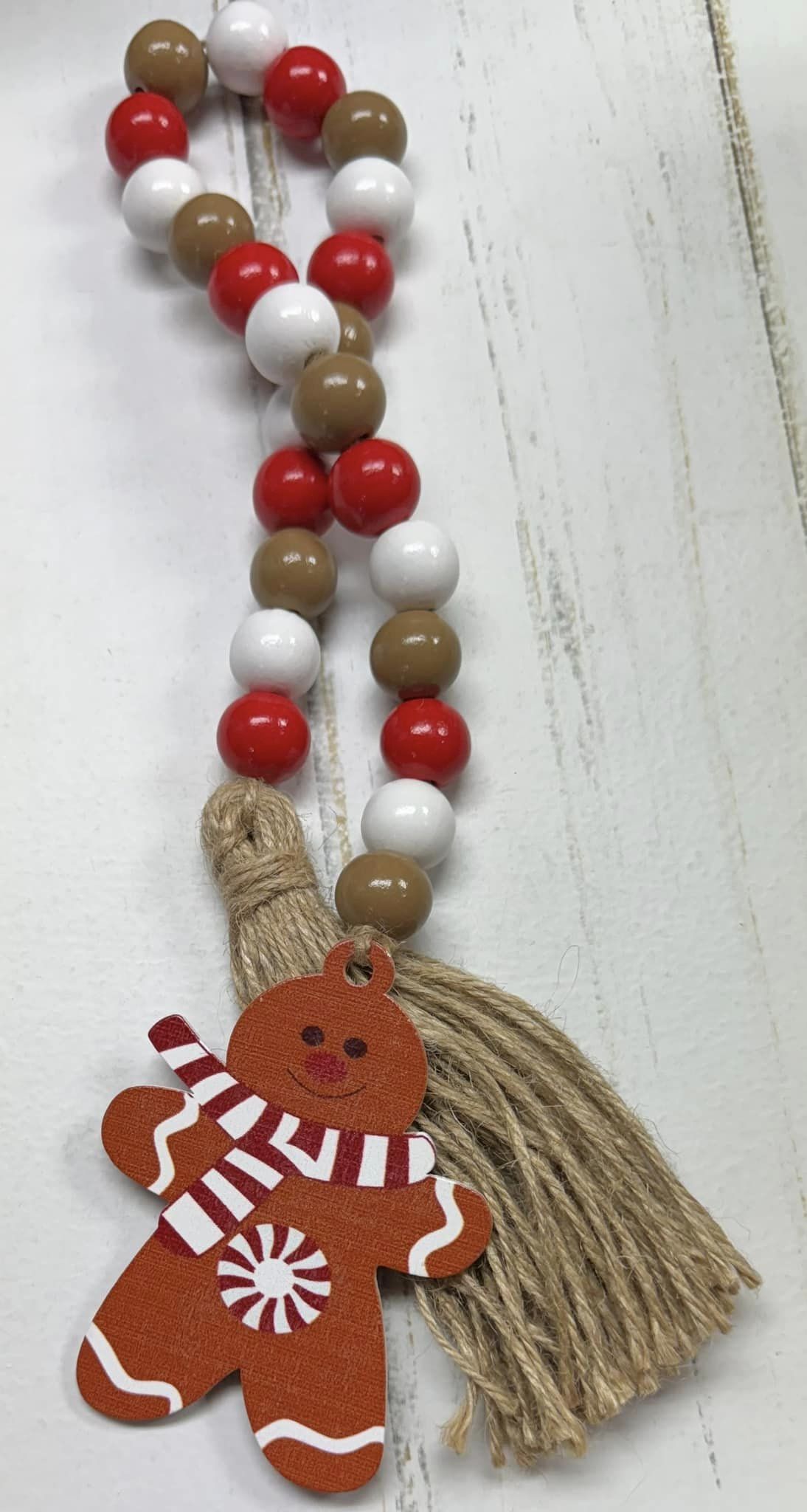 Gingerbread Man Wood Bead Garland