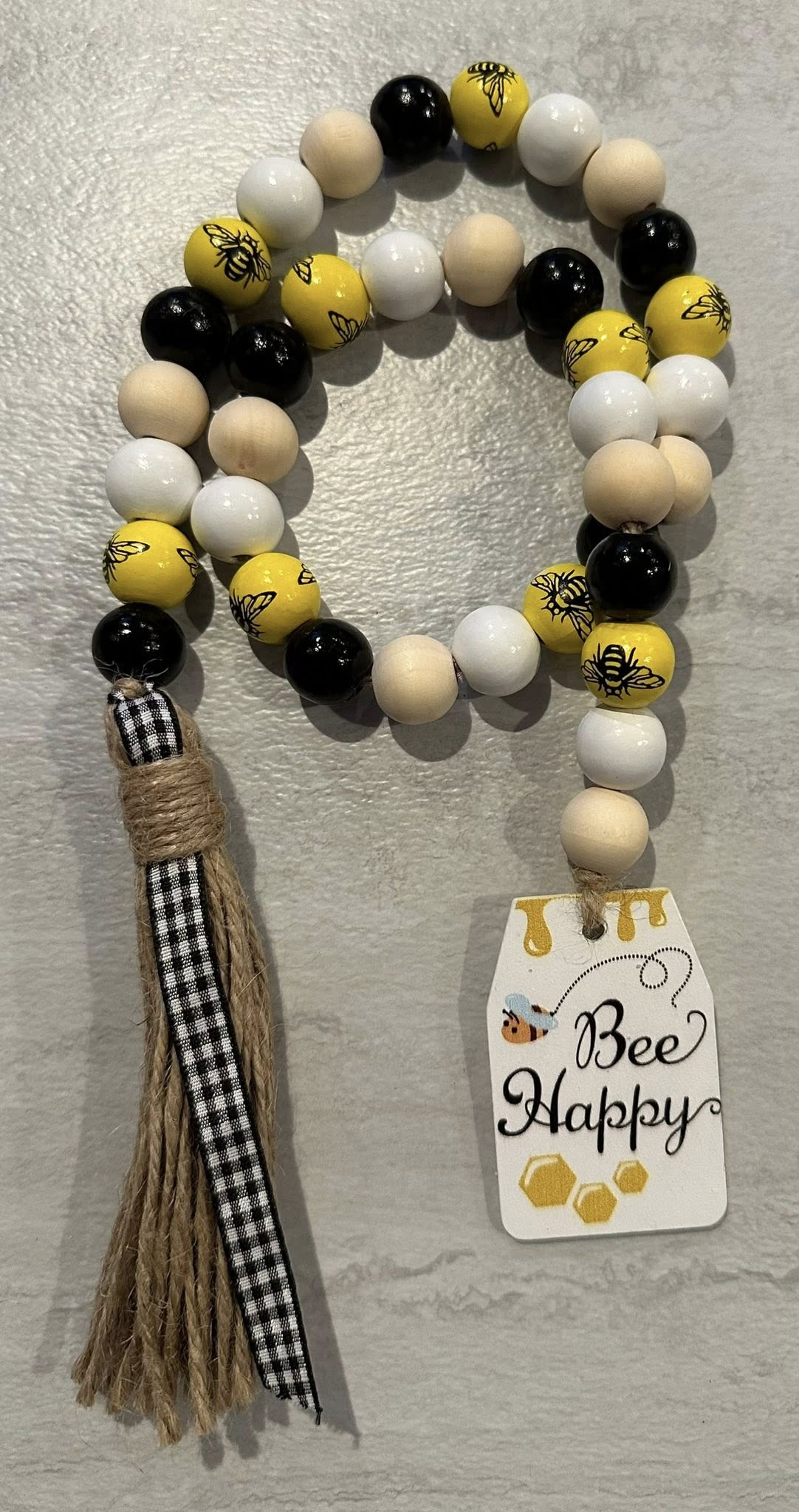 Bee Happy Wood Bead Garland - 27"