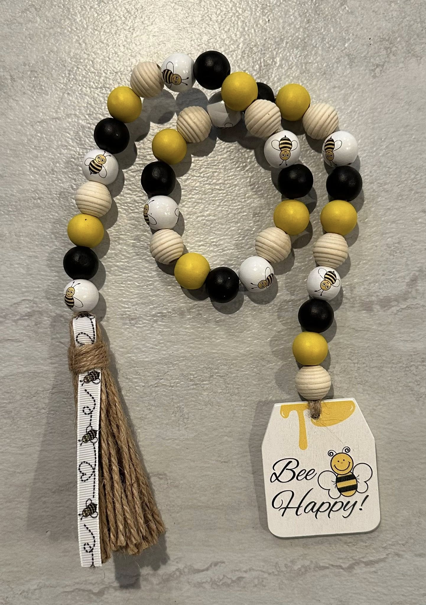Bee Happy Wood Bead Garland - 28"