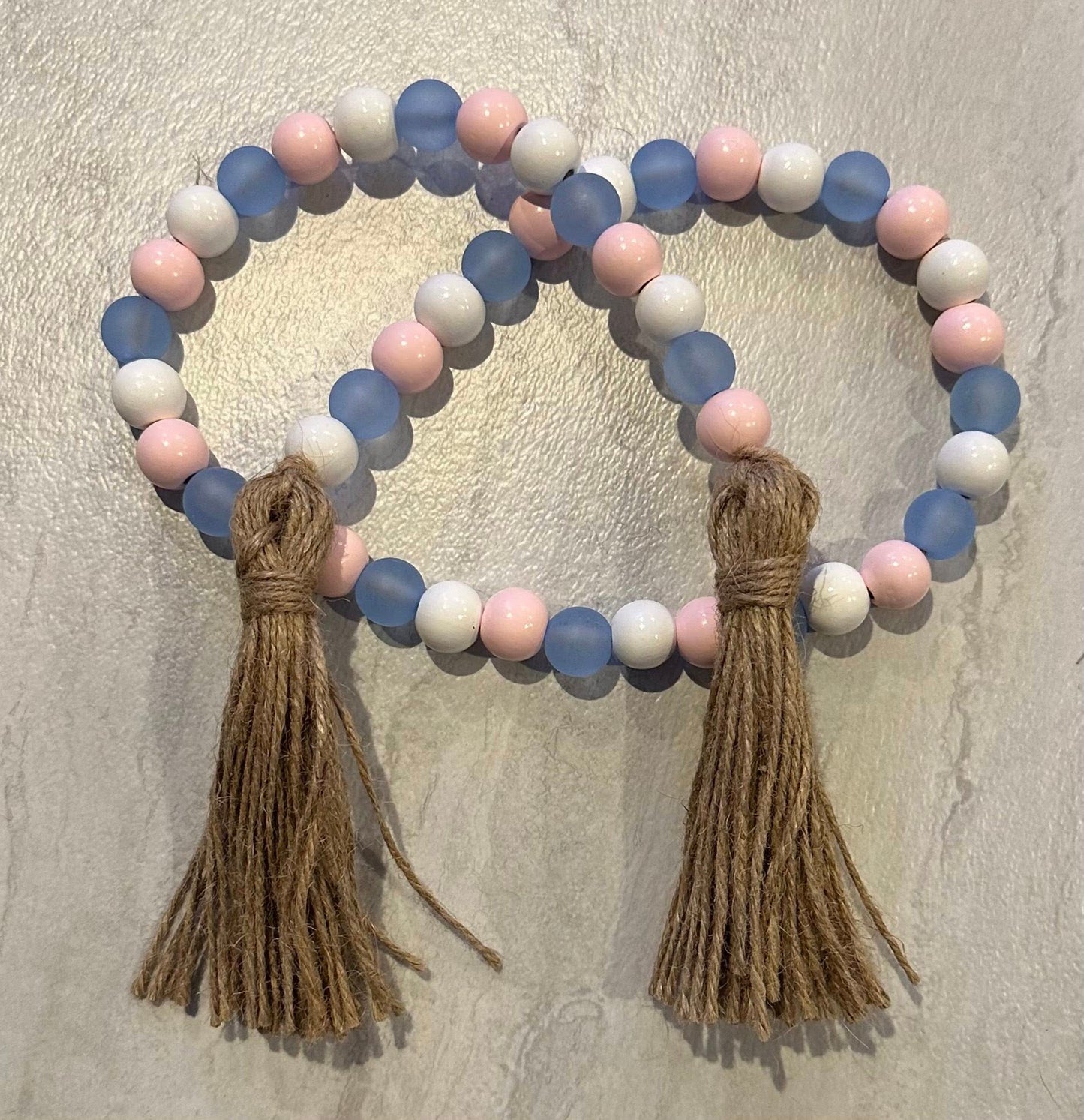 Pink BabyBlue Wood & Acrylic Bead Garland- 36"