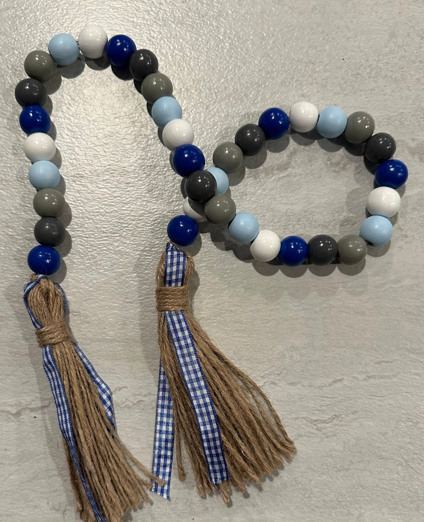 Pink/Black and Blue/Grey Wood Bead Garland 30-31"