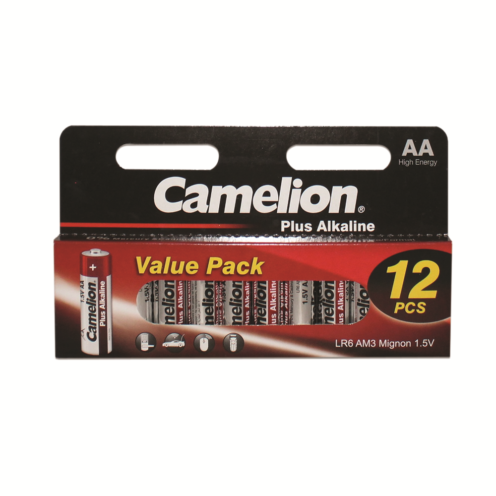 Camelion AA Plus Alkaline Batteries Hangable 12 Pack