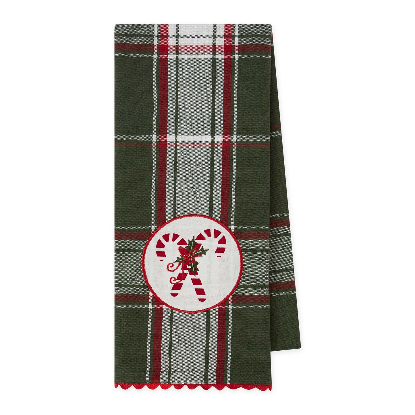 Candy Cane Embellished Dishtowel