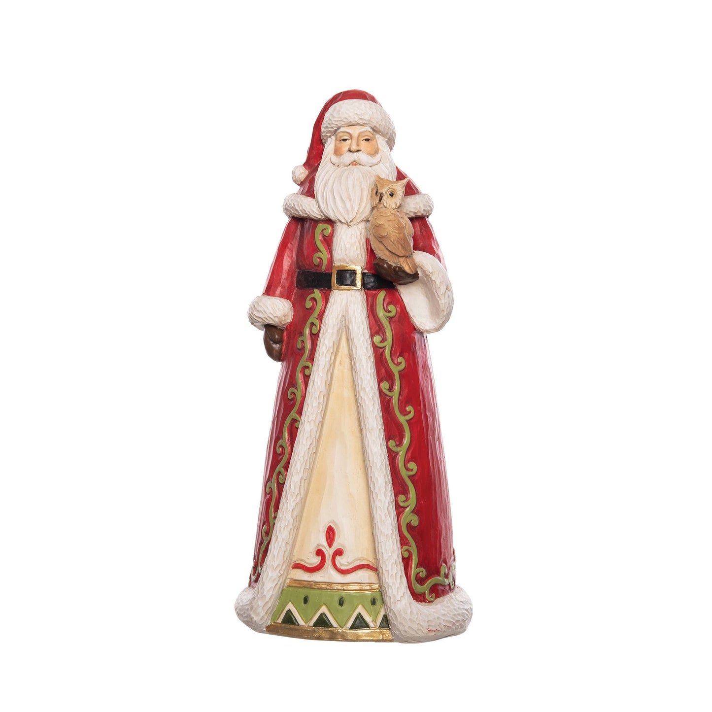 Christmas Santa Claus Holding Owl Decorative Figurine