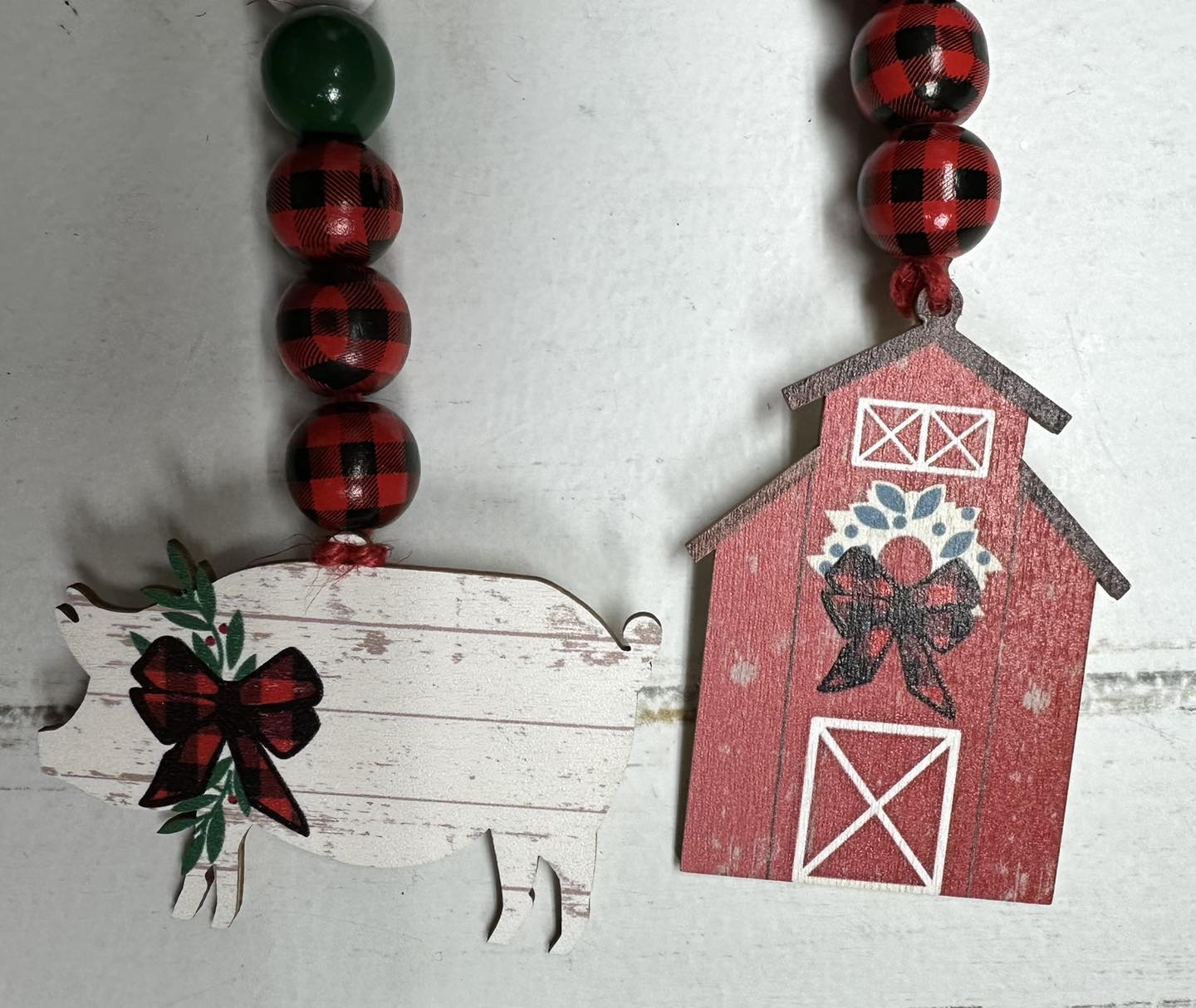 Farm Animal Christmas Wood Bead Garland