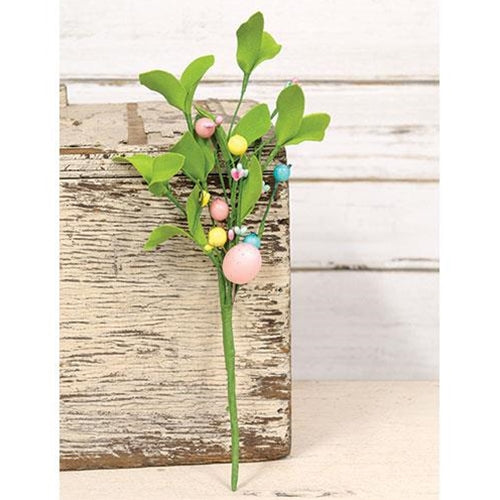 Easter Eggs & Herb Leaves Pick, 12"