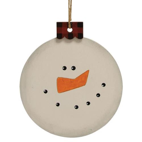 Snowman Head Buffalo Check Ornament