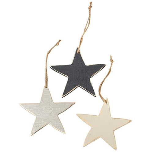 3/Set Large Farmhouse Wooden Star Ornaments