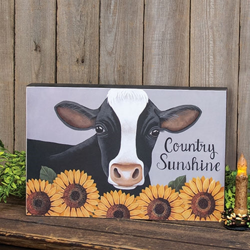 Cow & Sunflowers Country Sunshine Box Sign