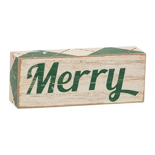 2/Set, Plaid Merry Christmas Wooden Blocks