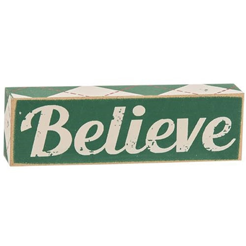 3/Set, Plaid Joy Believe Peace Wooden Blocks