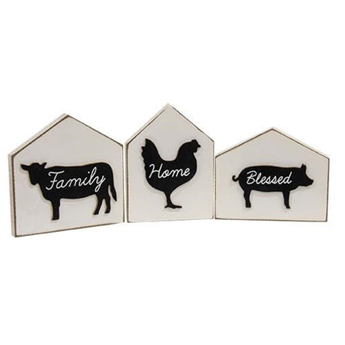 3/Set, Farm Animal Silhouettes House Blocks