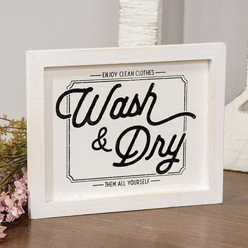 Wash & Dry Wooden Framed Sign