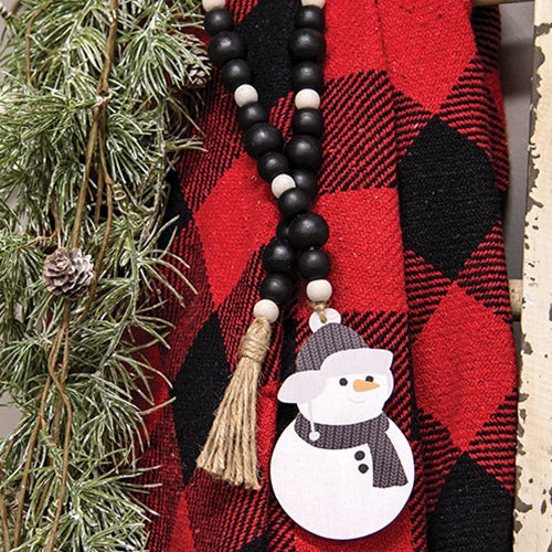Black & White Bead Garland w/Snowman