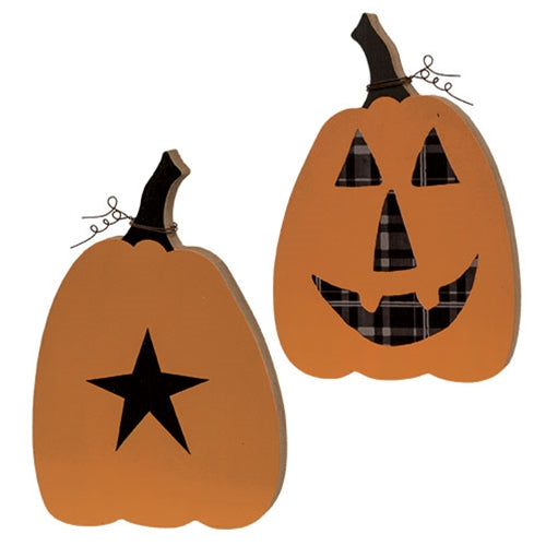 Plaid & Stars Reversible Chunky Pumpkin Sitters