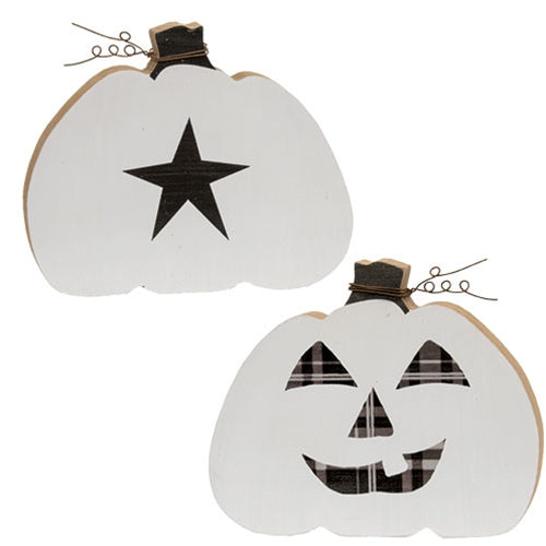 Plaid & Stars Reversible Chunky Pumpkin Sitters