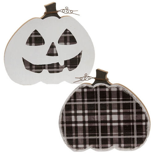 Plaid & Stars Reversible Chunky Pumpkin Sitters