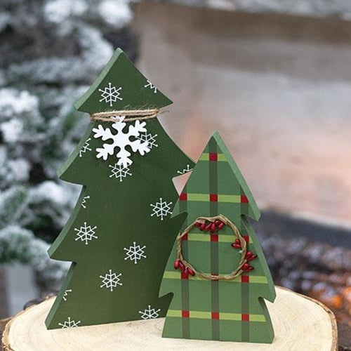 2/Set, Snowflake & Plaid Chunky Tree Sitters