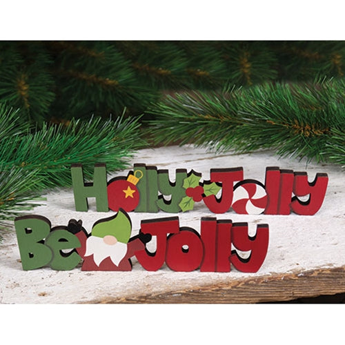 Holly & Jolly Gnome Wooden Cutout Word Sitter