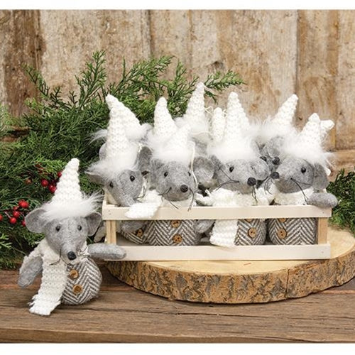 Plush Gray Mouse Ornament
