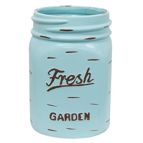 Aqua Mason Jar Planter