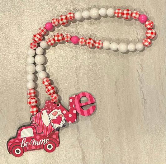 Love - Be Mine Gnome Truck Wooden Bead Garland