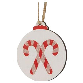 Sparkle Candy Canes Wooden Bulb Ornament