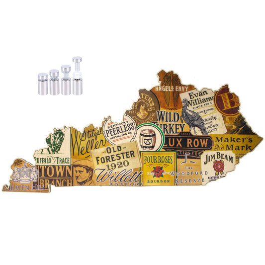 Kentucky Shaped Sign - Bourbon Labels