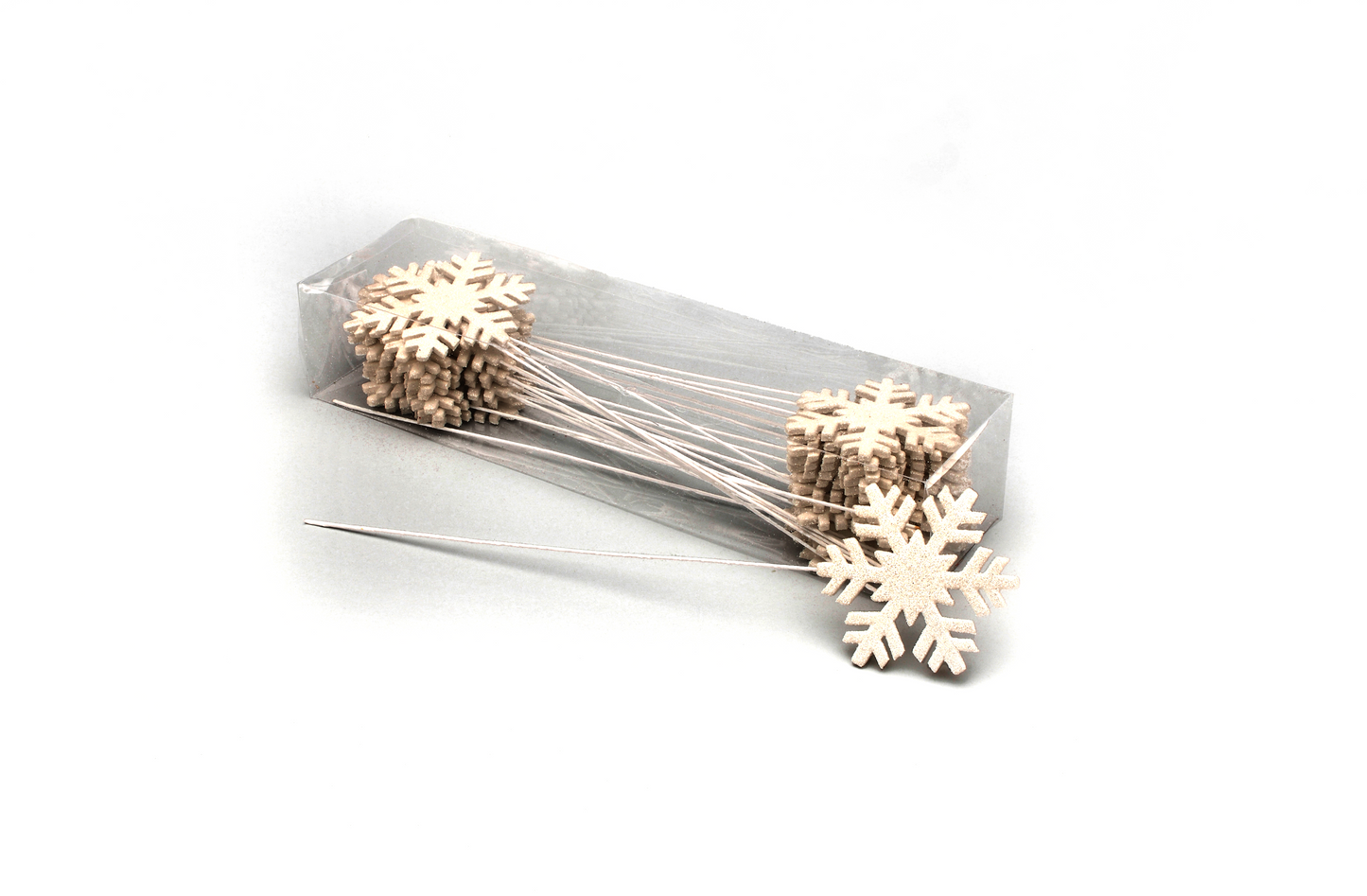 Iridescent White Glittery Snowflake Picks - 4.5"D 16"L