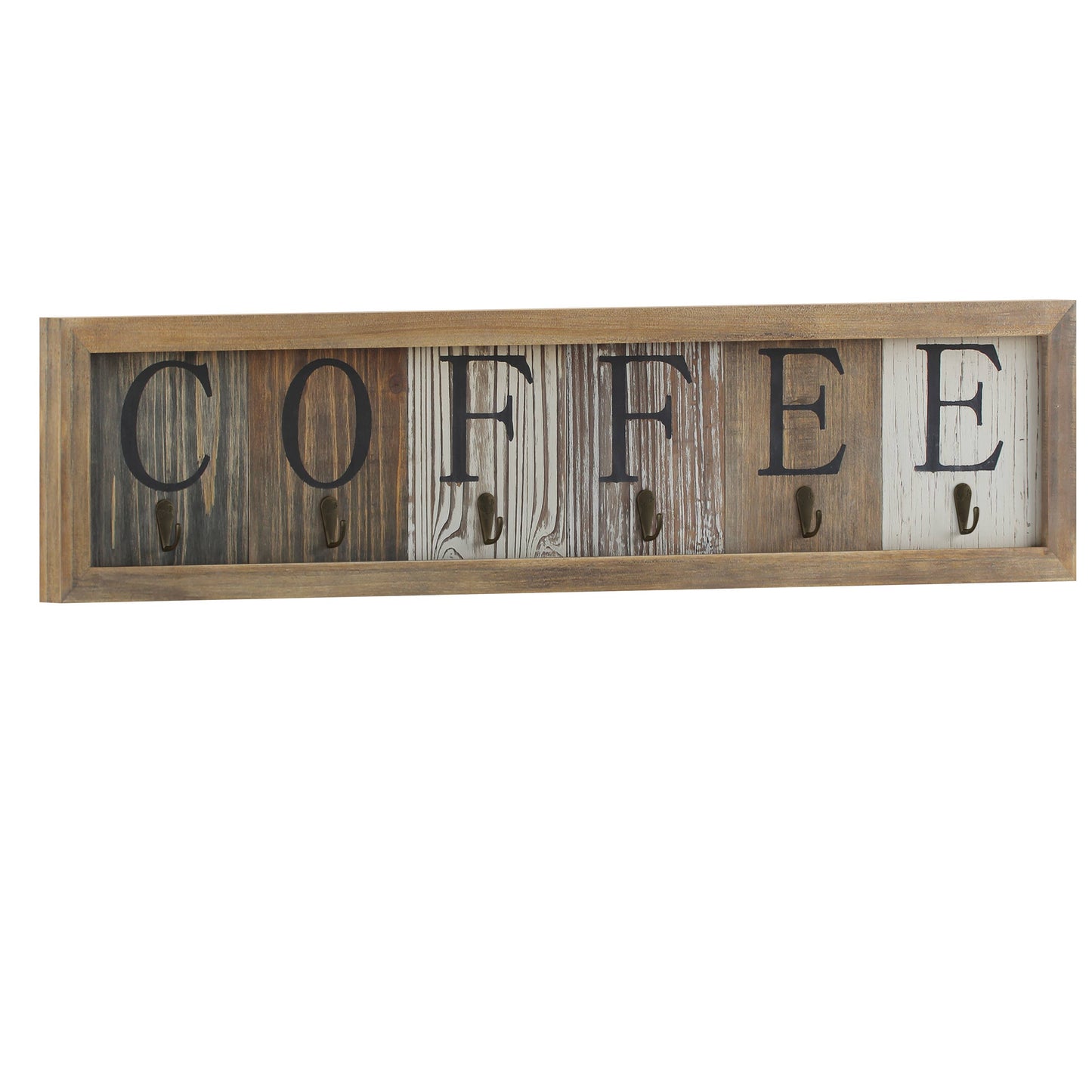HBCY Distressed Printed Coffee Cup Rack with Hooks