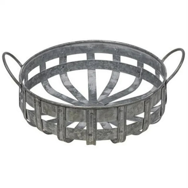 Washed galvanized Metal Basket with Handles