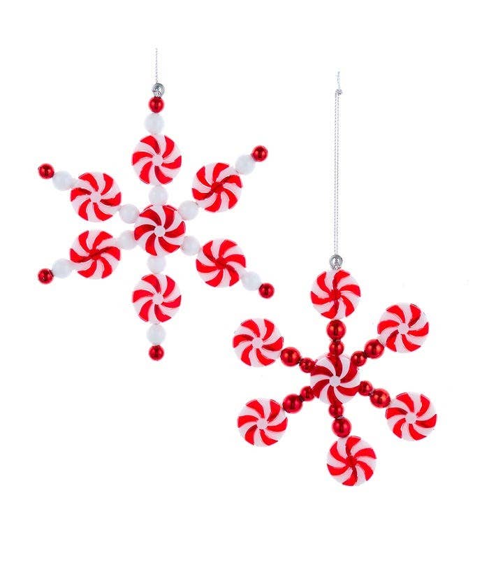 4.25-5"PLASTIC PEPPERMINT SNOWFLAKE 2/A