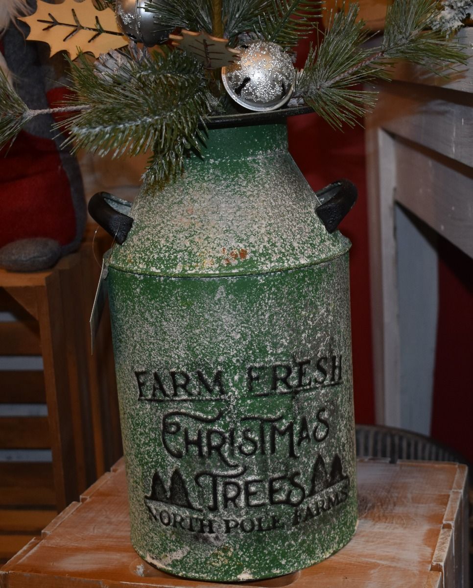 North Pole Farm Fresh Christmas Trees Milk Can
